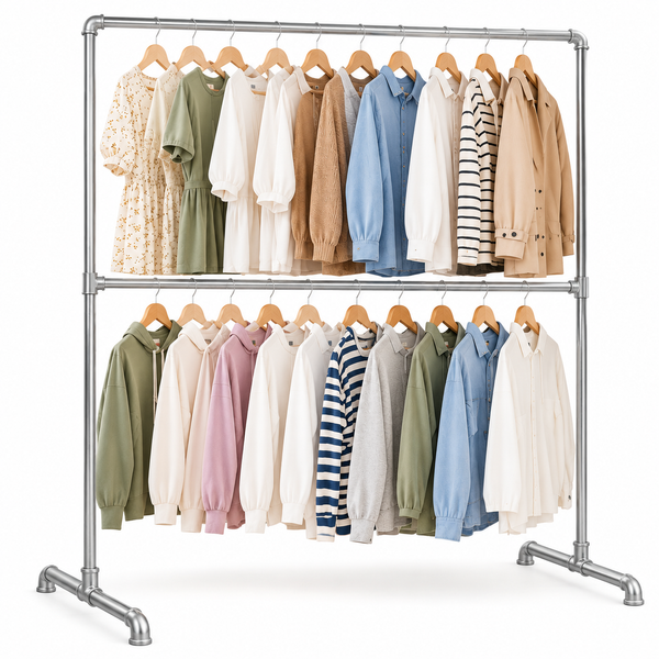 Double Poles Clothing Rail Laundry Drying Rack