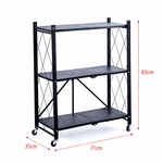 Mobile Kitchen Shelf featuring 3-tier design with wheels for easy mobility and versatile storage options.