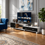 140–220 cm extendable TV unit with drawers and open shelf