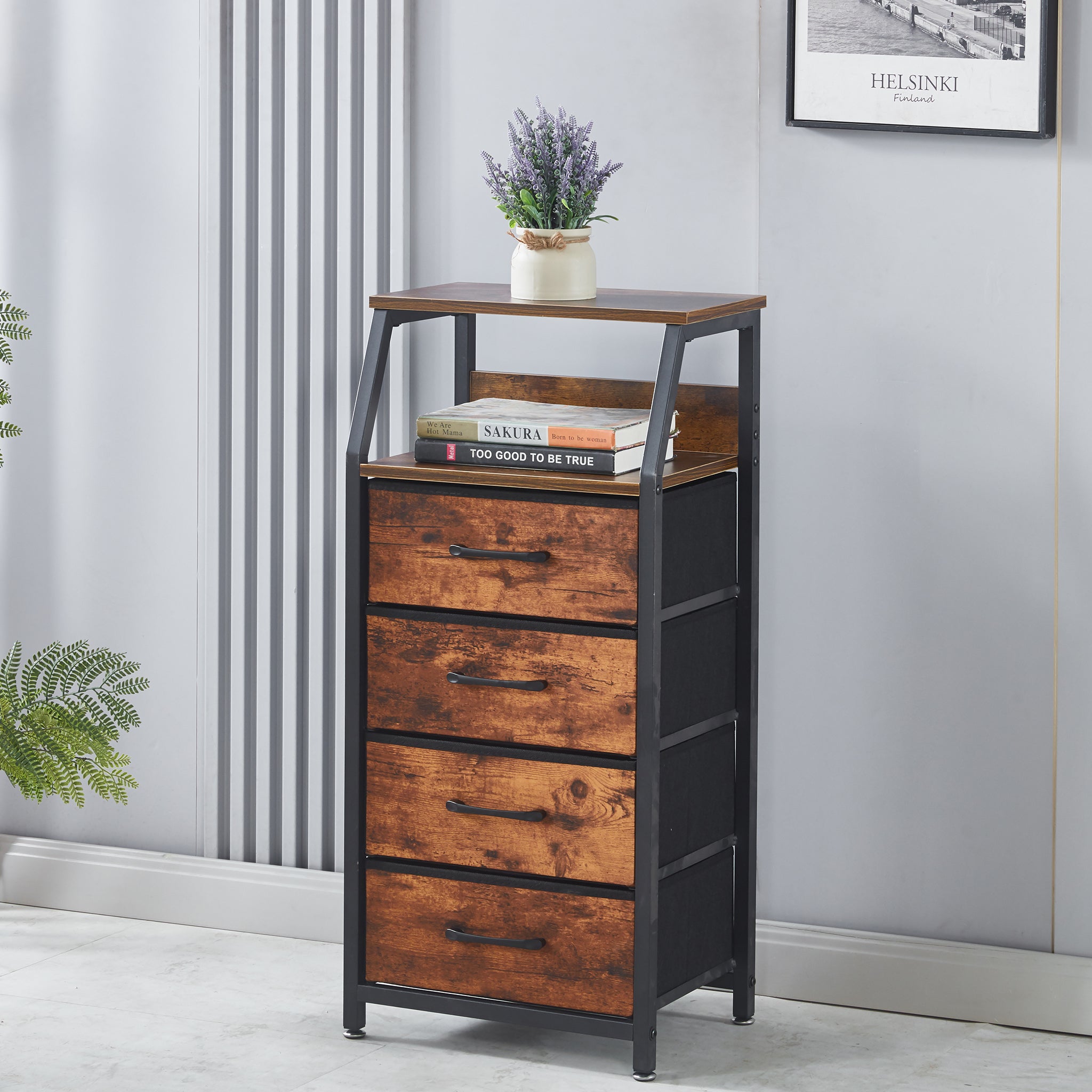 4 Drawers Storage Cabinet OT-120 Berlin Rustic