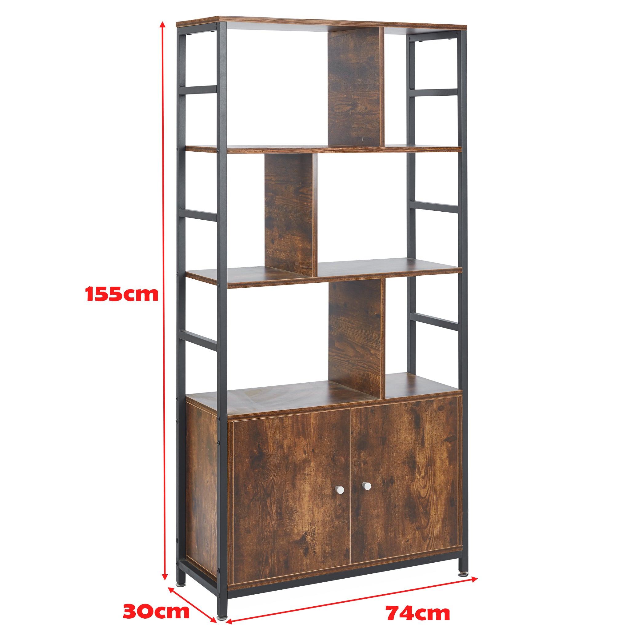 Bookcase Storage Shelves Bookshelf BS-04 buring wood