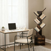 Freestanding Tree Bookshelf with Cabinet showcasing an elegant design in a modern home office setting.