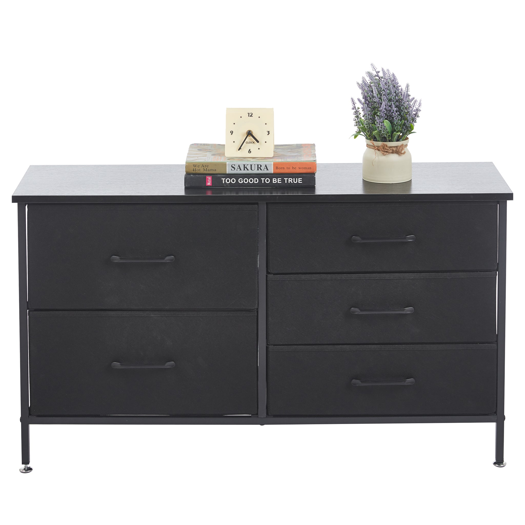 Storage Cabinet 5 Drawers TV Stand  OT-119 Black