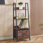 Rustic industrial ladder bookshelf with drawer for home office storage