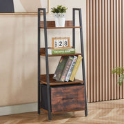 Rustic industrial ladder bookshelf with drawer for home office storage