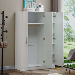 3 Door Wardrobe Clothes Closet WD-117 WHITE