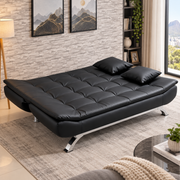 Convertible PU leather sofa bed with adjustable 100, 120 and 180 degree backrest