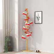 Wooden Coat Rack 8 Hooks Adjustable Stand
