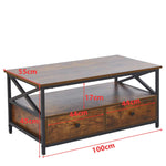 Coffee Table with Drawers and Storage CT-110 Size Guide L100 x W55 x H45cm - Artisansa