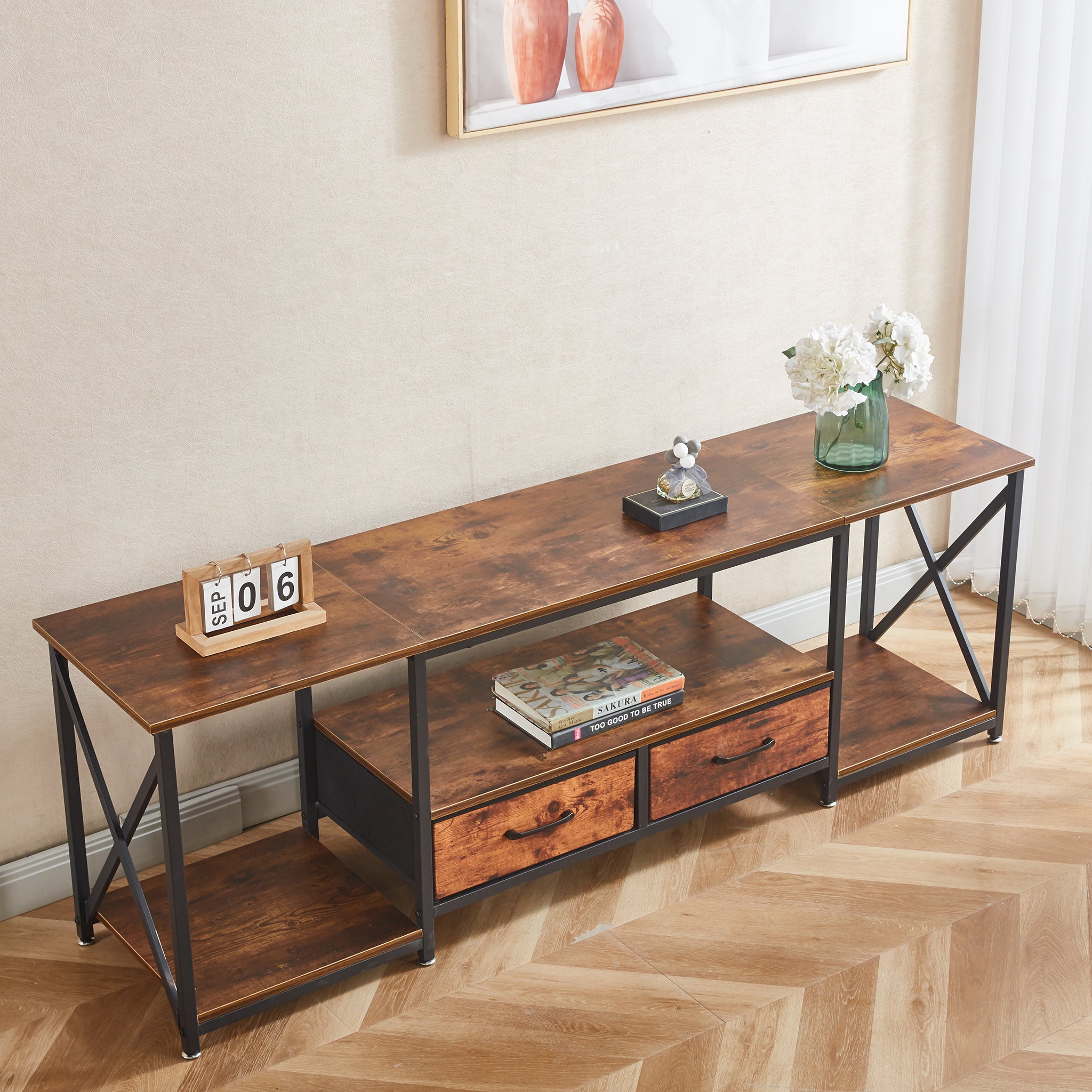 TV Stand Media Console with Storage Shelves TV-17 Berlin Rustic