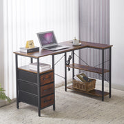 L-Shaped Desk with Power Outlets & Drawers
