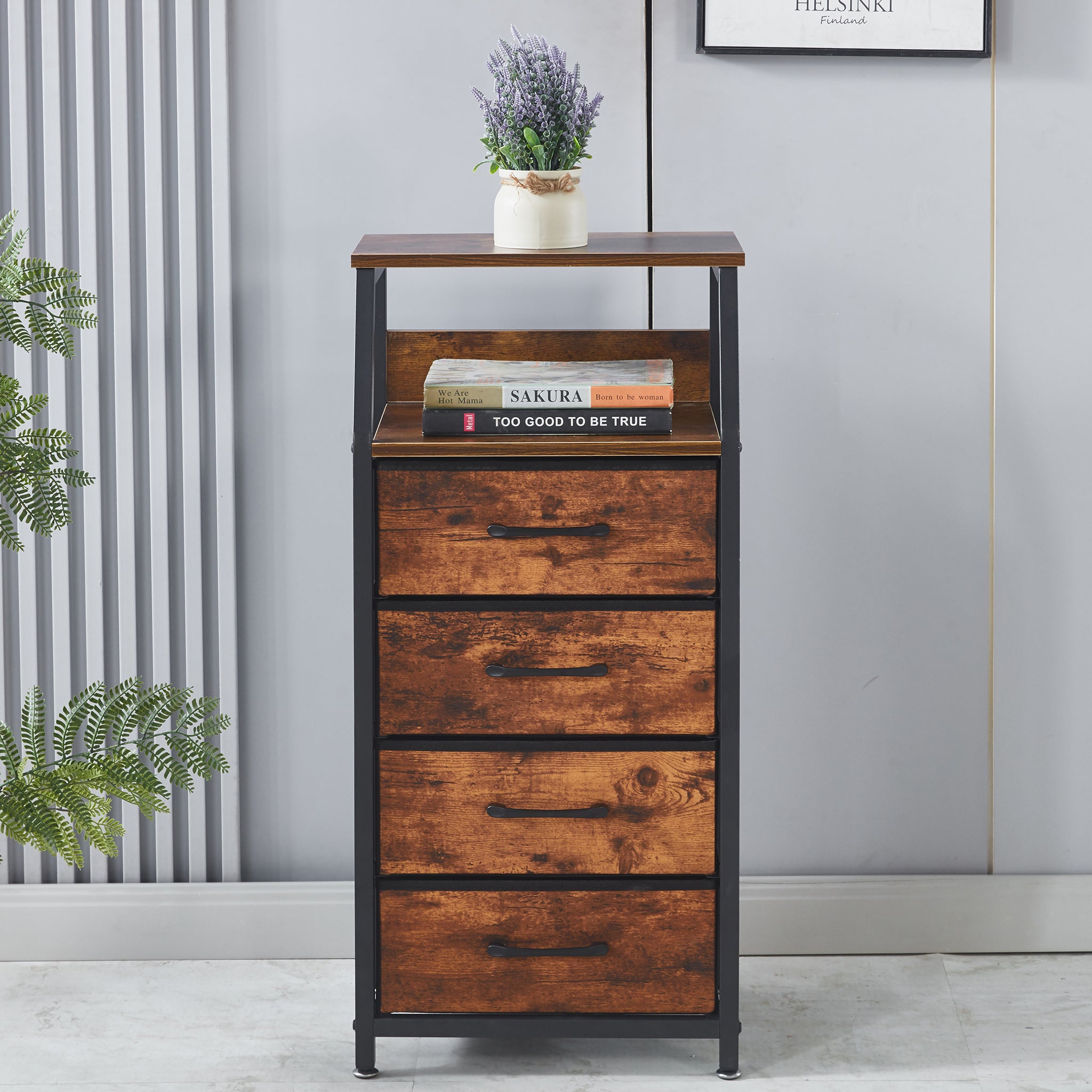 4 Drawers Storage Cabinet OT-120 Berlin Rustic