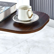 Close-up of Modern Two-Tone End Table OT-106 featuring a coffee cup and a book on its surface.