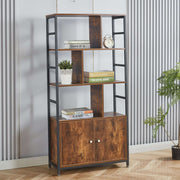 Industrial Bookcase with Cabinet – 4-Tier