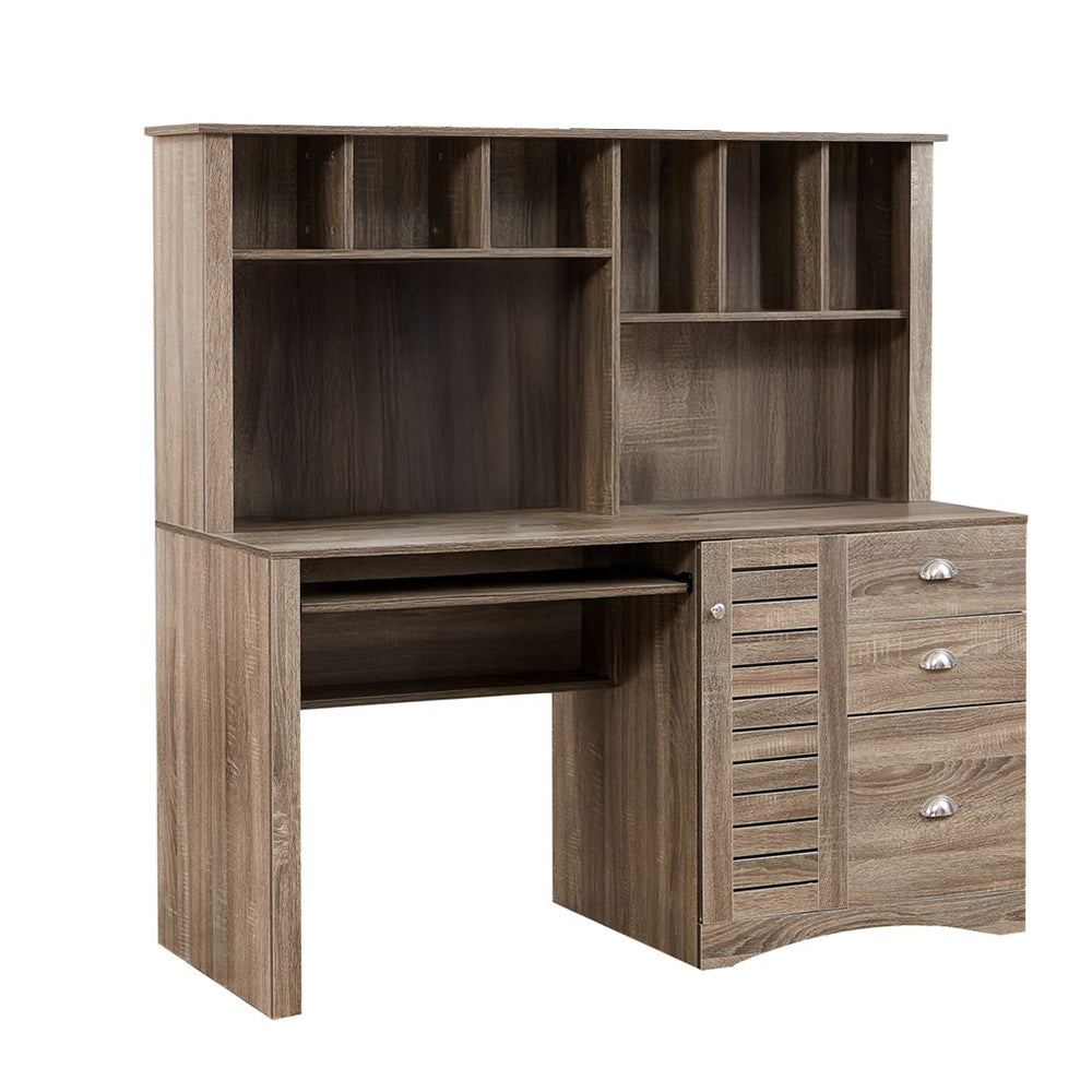 Office Work Desk with Shelves and Drawers