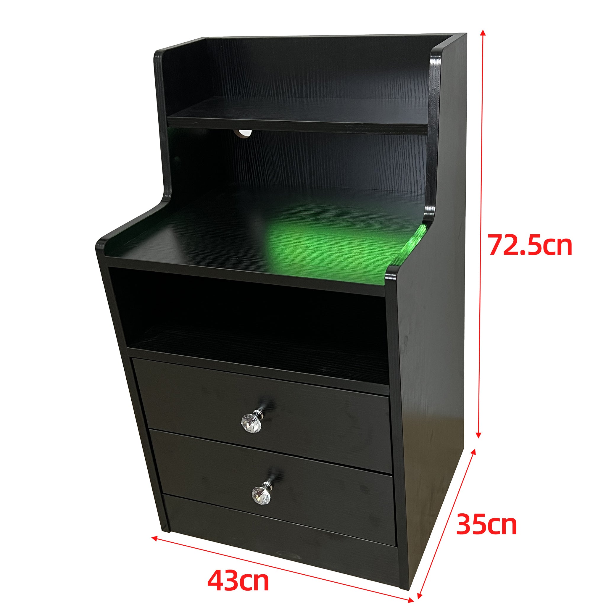 Nightstand Side End Table LED Bedside Table BSD-06 black