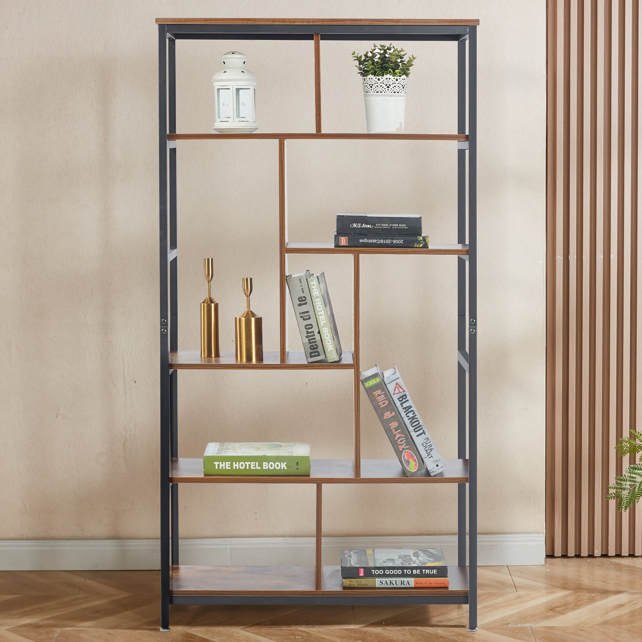 Bookcase Industrial Storage Rack Shelf SF-01 Buring wood