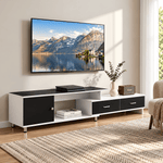 Adjustable TV console with cabinet and drawer storage