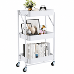 3-tier rolling storage cart with lockable wheels and deep mesh baskets SF-KJ6706