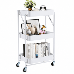 3-tier rolling storage cart with lockable wheels and deep mesh baskets SF-KJ6706