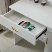 Storage drawers on dressing table with mirror DR-14 - three compartments with gold pull handles | Artisansa SA