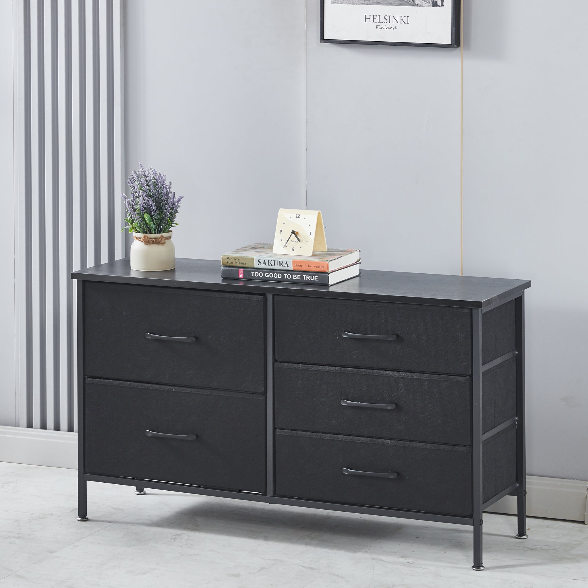 Storage Cabinet 5 Drawers TV Stand  OT-119 Black