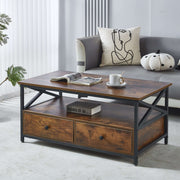 Coffee Table Side End Table with Storage Shelf Center Desk