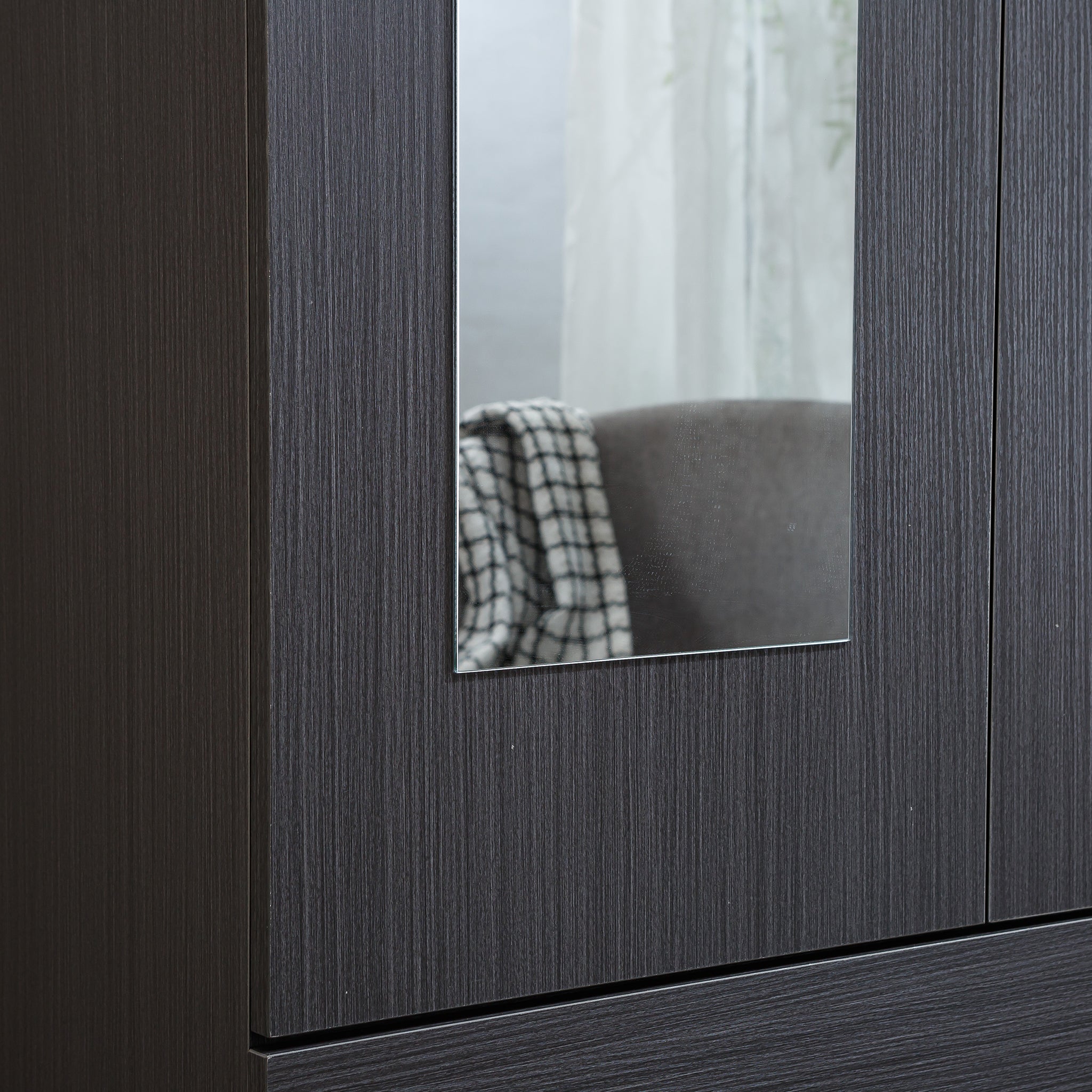 3 Door Wardrobe with Mirror Closet Clothes Storage  WD-115 Straight Oak