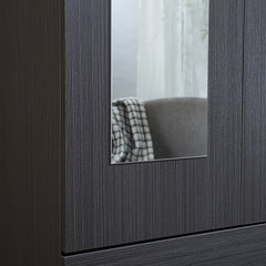 3 Door Wardrobe with Mirror Closet Clothes Storage  WD-115 Straight Oak