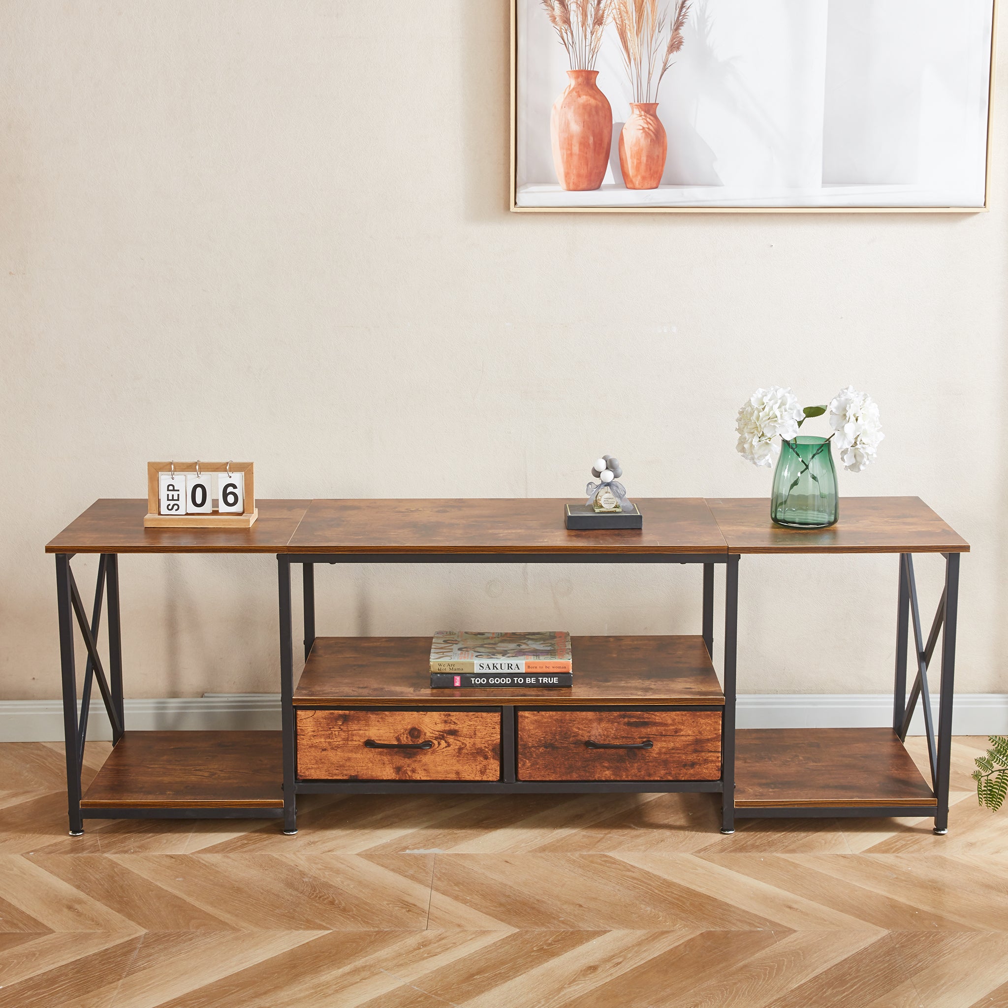 TV Stand Media Console with Storage Shelves TV-17 Berlin Rustic