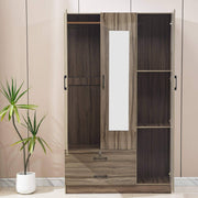 Wood Wardrobe with Mirror