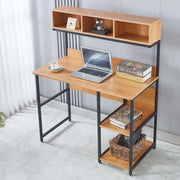 Computer Desk Student Table SD-24 with open shelves and laptop, ideal for study and organization.
