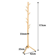 Wooden Coat Rack 8 Hooks Adjustable Stand