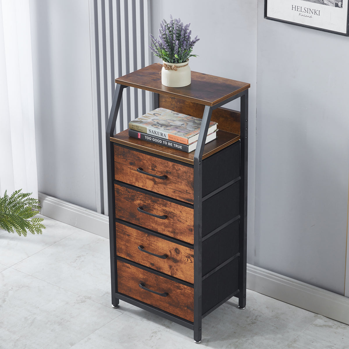 4 Drawers Storage Cabinet OT-120 Berlin Rustic