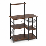Kitchen Baker's Rack with microwave stand and wire basket, perfect for organizing kitchen space.