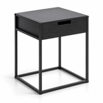 OT-2107 compact bedside table with drawer and steel frame in black or white