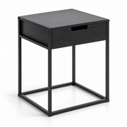 OT-2107 compact bedside table with drawer and steel frame in black or white
