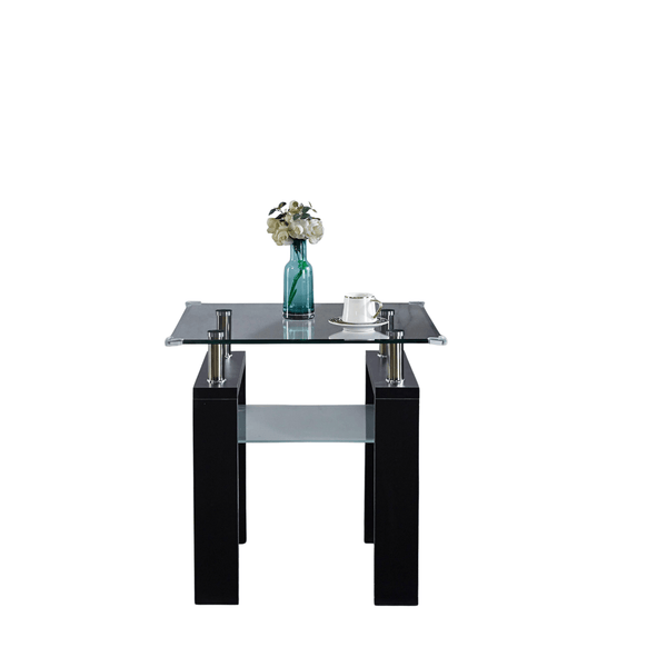 Modern two tier square glass coffee table A096