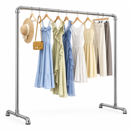 Double clothes rack CDR-02 with dresses and hat on white background | Artisansa SA