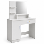 Artisansa DR-14 white dressing table with mirror and drawers on a white background - front view vanity unit