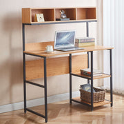Computer Desk Student Table SD-24 with open shelves and laptop on top, perfect for space-saving organization.