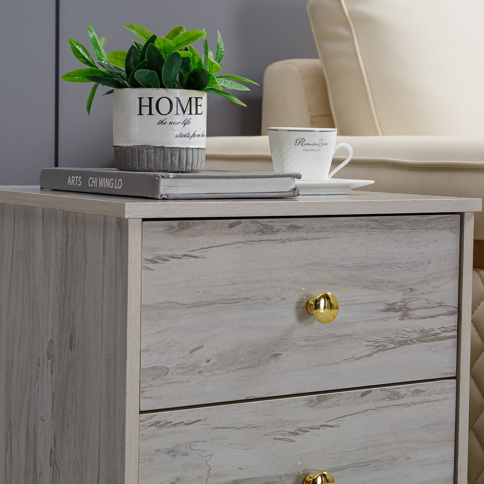 Side Table Coffee End Table Bedside Table BST-01 WHT OAK