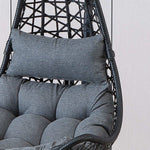 Gray cushioned hammock swing chair F95 with pillow against light gray background | Artisansa SA