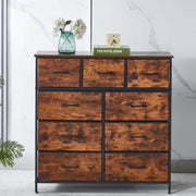 Storage cabinet 9 drawers OT-117 wooden dresser with metal accents in a room setting | Artisansa SA