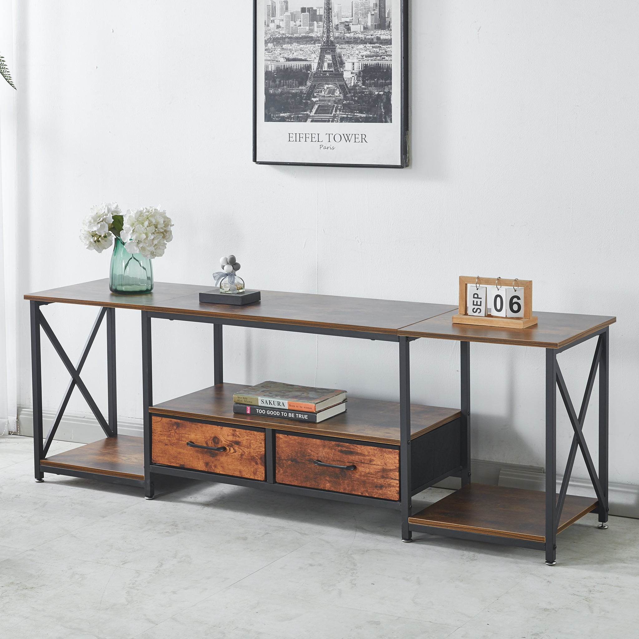 TV Stand Media Console with Storage Shelves TV-17 Berlin Rustic