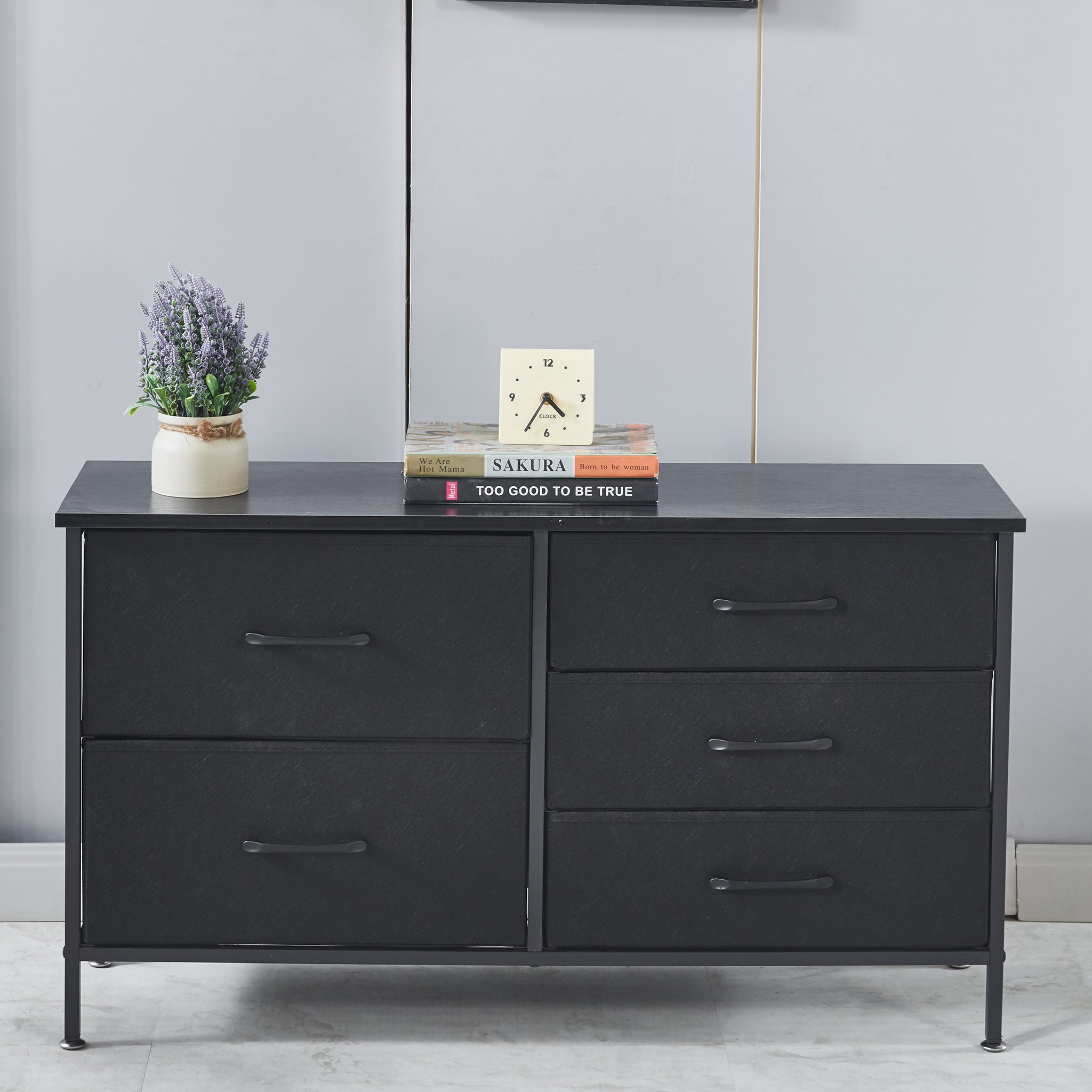 Storage Cabinet 5 Drawers TV Stand  OT-119 Black