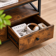 Coffee table with drawers and open shelf storage