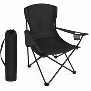 Heavy-Duty Folding Camping Chair with Cup Holder & Travel Bag for outdoor adventures.