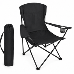 Heavy-Duty Folding Camping Chair with Cup Holder & Travel Bag for outdoor adventures.