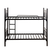 Black metal bunk bed on a white background